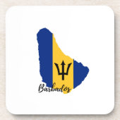 Dessous-de-verre Carte du drapeau de la Barbade (Devant)