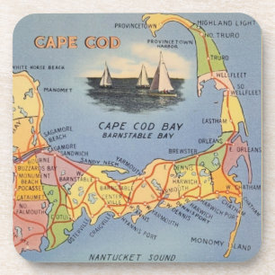 Dessous-de-verre Carte du Massachusetts Old Cape Cod