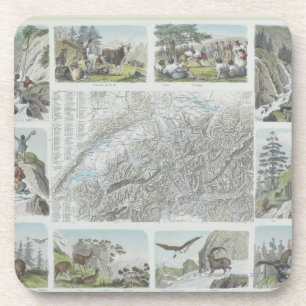Dessous-de-verre Carte et vignettes des Alpes suisses
