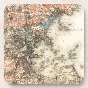 Dessous-de-verre Carte topographique du Massachusetts de Boston 189