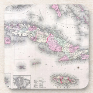 Dessous-de-verre Carte vintage du Cuba (1861)