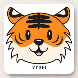 Dessous-de-verre Carton doux et souriant tigre