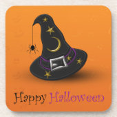 Dessous-de-verre Casquette de sorcière d'Halloween avec araignée (Devant)