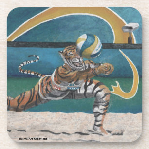 Dessous-de-verre Cat Warrior Jouer Volleyball Plastic Dessous de ve