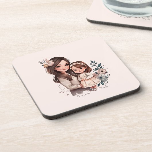 Dessous-de-verre Caution adorable mère et fille (3) (Côté gauche)