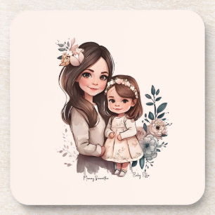 Dessous-de-verre Caution adorable mère et fille (3)