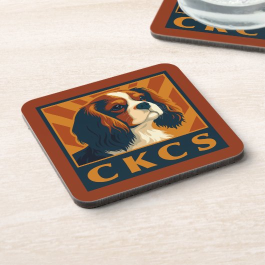 Dessous-de-verre Cavalier King Charles Spaniel CKCS Retro (Côté gauche)