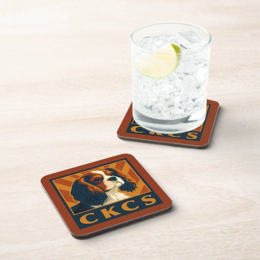 Dessous-de-verre Cavalier King Charles Spaniel CKCS Retro (Côté Droit)