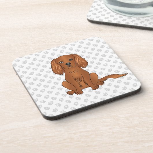 Dessous-de-verre Cavalier King Charles Spaniel & Pattes Rubis (Côté gauche)