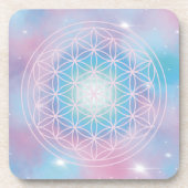 Dessous-de-verre Celestial Bloom – Sacred Geometry Flower of Life (Devant)