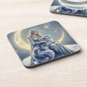 Dessous-de-verre Celestial Galaxy Hare Moon Goddess Fantasy Art (Côté gauche)