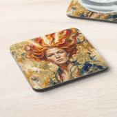 Dessous-de-verre Celtic Fire Goddess Brigid Gold Leaf Fantasy Art (Côté gauche)