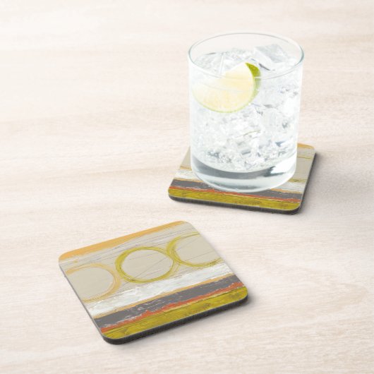 Dessous-de-verre Cercles jaunes et orange sur Arrière - plan multic (Côté Droit)