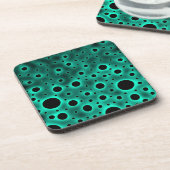 Dessous-de-verre Cercles noirs sur fond turquoise (Côté gauche)