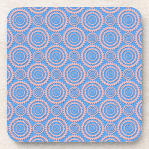 Dessous-de-verre Cercles roses Motifs géométriques sur bleu