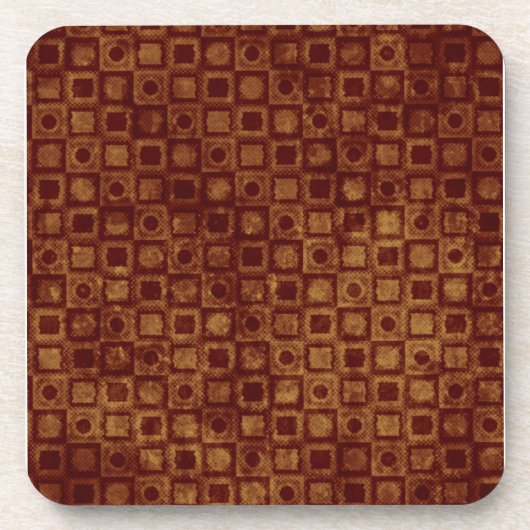 Dessous-de-verre Cercles rouges et Carrés sur or (Devant)