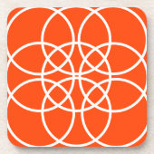 Dessous-de-verre Cercles spiraux blancs sur orange vif (Devant)