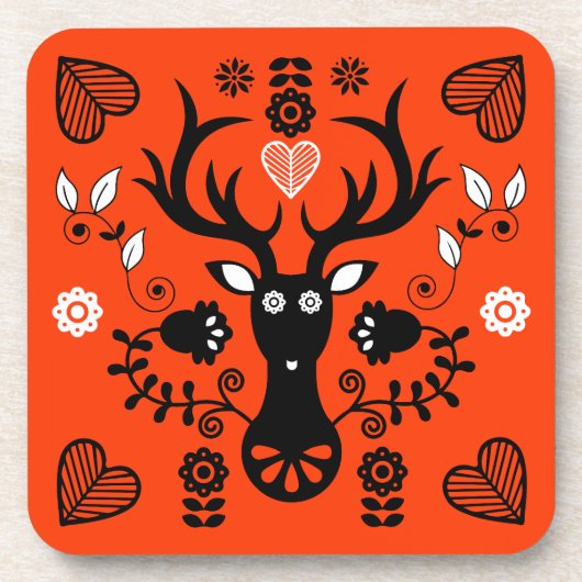 Dessous-de-verre Cerf d'art populaire scandinave (Devant)