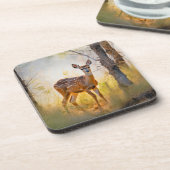 Dessous-de-verre Cerf gracieux dans la conception de la nature fore (Côté gauche)