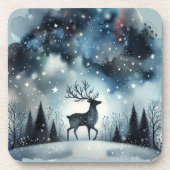 Dessous-de-verre Cerf Nuit d'Hiver Étoilée (Devant)