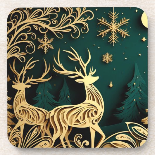 Dessous-de-verre Cerfs baroques d'hiver (Devant)