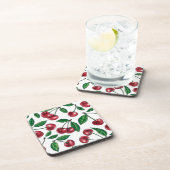 Dessous-de-verre Cerises rouges sur fond blanc (Côté Droit)