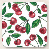 Dessous-de-verre Cerises rouges sur fond blanc (Devant)