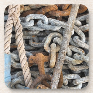 DESSOUS-DE-VERRE CHAÎNE DE PÊCHE MARITIME ET ROPE