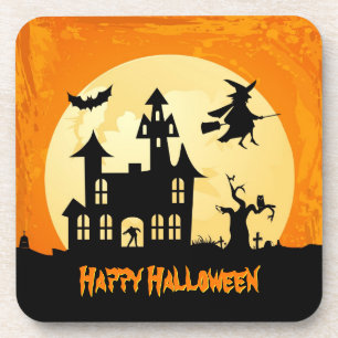 Dessous-de-verre Chambre hantée par clair de lune de Halloween dan