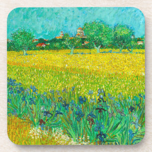 Dessous-de-verre Champ Van Gogh avec Irises près d'Arles