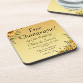 Dessous-de-verre Champagne Gratuit Fleurs Jaune Doré Liège Dos (Côté gauche)