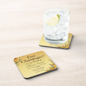 Dessous-de-verre Champagne Gratuit Fleurs Jaune Doré Liège Dos (Côté Droit)