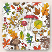 Dessous-de-verre Champignons d'automne, feuilles, noix et baies sur (Devant)