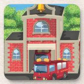 Dessous-de-verre Chantier d'incendie et Camion d'incendie (Devant)