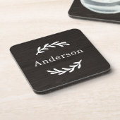 Dessous-de-verre Charbon rustique Brown bois Laurel Custom Monogram (Côté gauche)