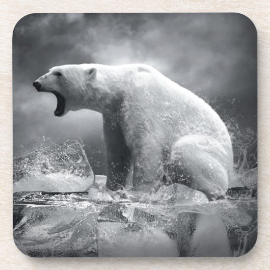 Dessous-de-verre Chasseur blanc d'ours blanc sur la glace dans (Devant)