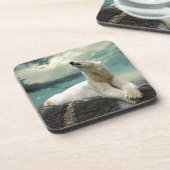 Dessous-de-verre Chasseur blanc d'ours blanc sur la roche (Côté gauche)