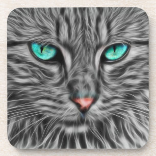Dessous-de-verre Chat à oeil bleu fractal