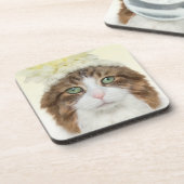 Dessous-de-verre Chat avec le casquette de fleur (Côté gauche)