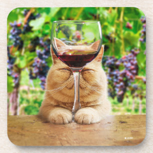 Dessous-de-verre Chat avec verre de vin