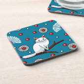 Dessous-de-verre Chat blanc doux style japonais (Côté gauche)