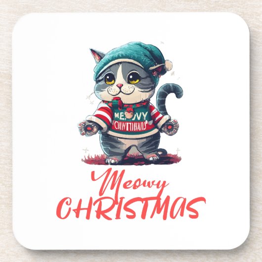 Dessous-de-verre Chat de Noël (Devant)