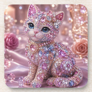 Dessous-de-verre Chat de nuit en velours Impression esthétique