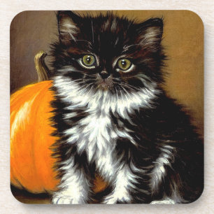 Dessous-de-verre Chat d'Halloween noir et blanc vintage