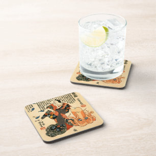 Dessous-de-verre Chat en Kimono, Octopus Kuniyoshi Art japonais