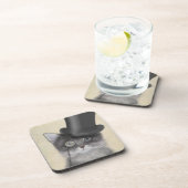 Dessous-de-verre Chat gris avec chapeau supérieur (Côté Droit)