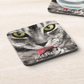 Dessous-de-verre Chat gris avec cuisse des yeux jaunes (Côté gauche)