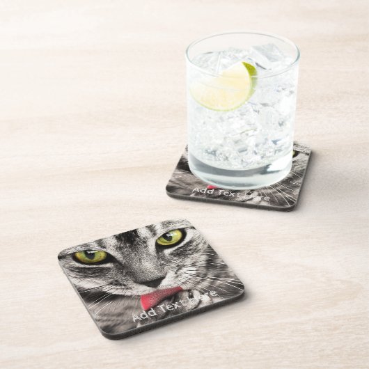 Dessous-de-verre Chat gris avec cuisse des yeux jaunes (Côté Droit)