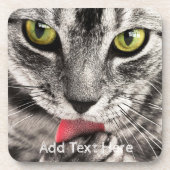 Dessous-de-verre Chat gris avec cuisse des yeux jaunes (Devant)