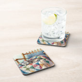 Dessous-de-verre Chat gris doux dormant sur une courtepointe (Côté Droit)